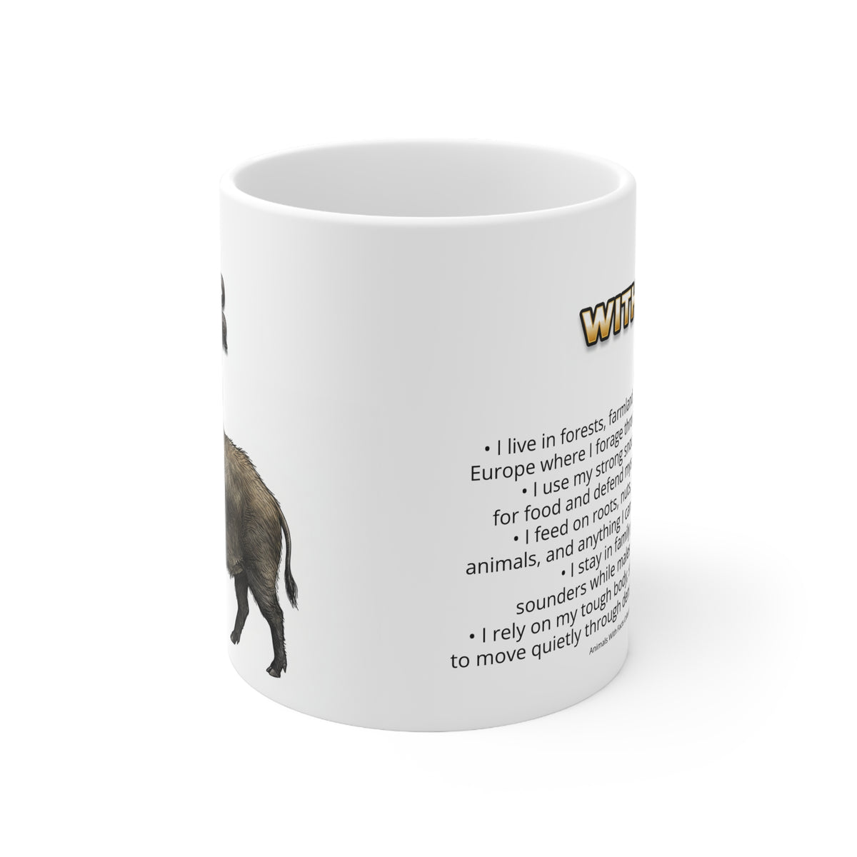 Wild Boar Coffee Mug – 11oz Ceramic Mug for Animals With Facts Series 3 Gifts