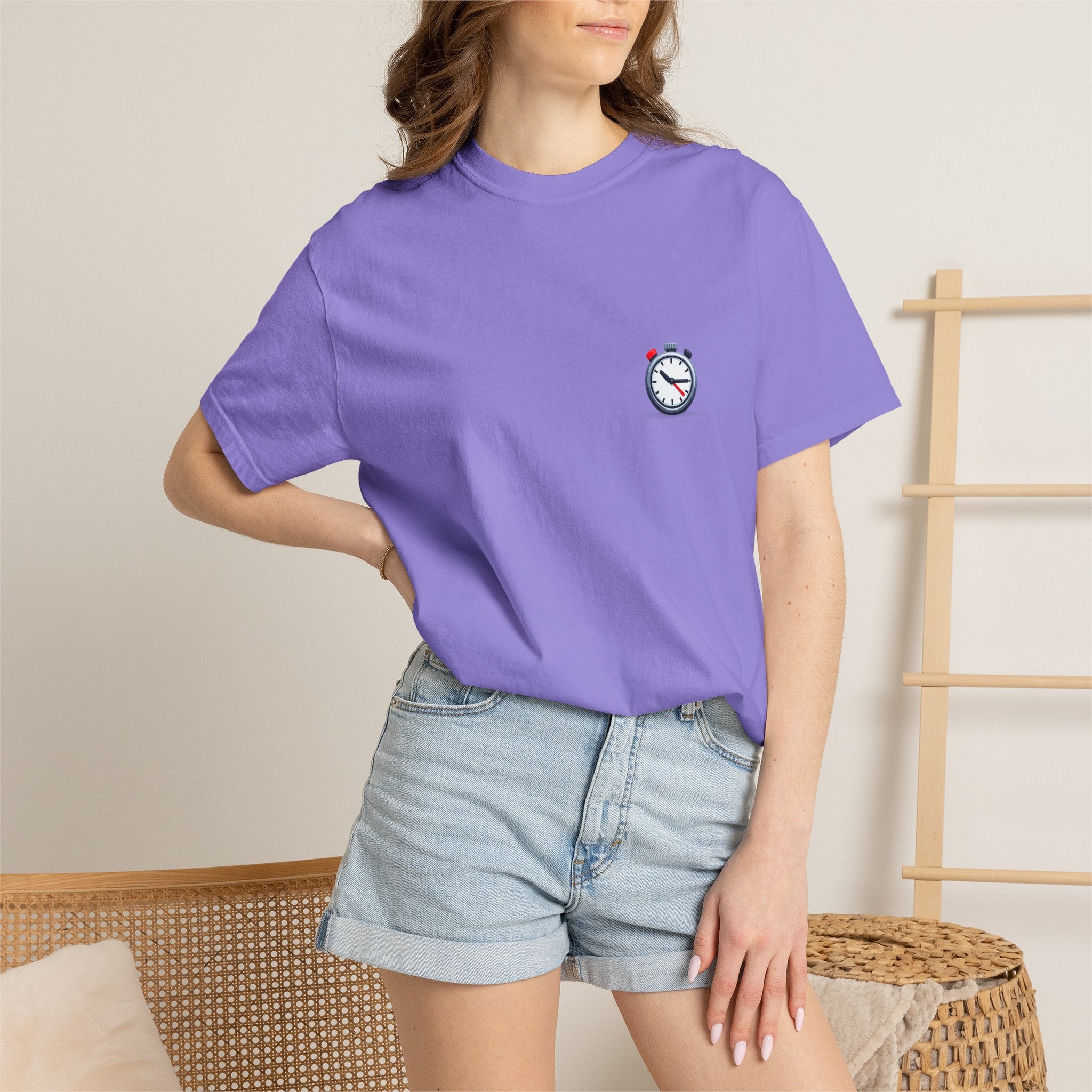 Pocket Alarm Clock Graphic Tee — Minimalist Timekeeper T-Shirt