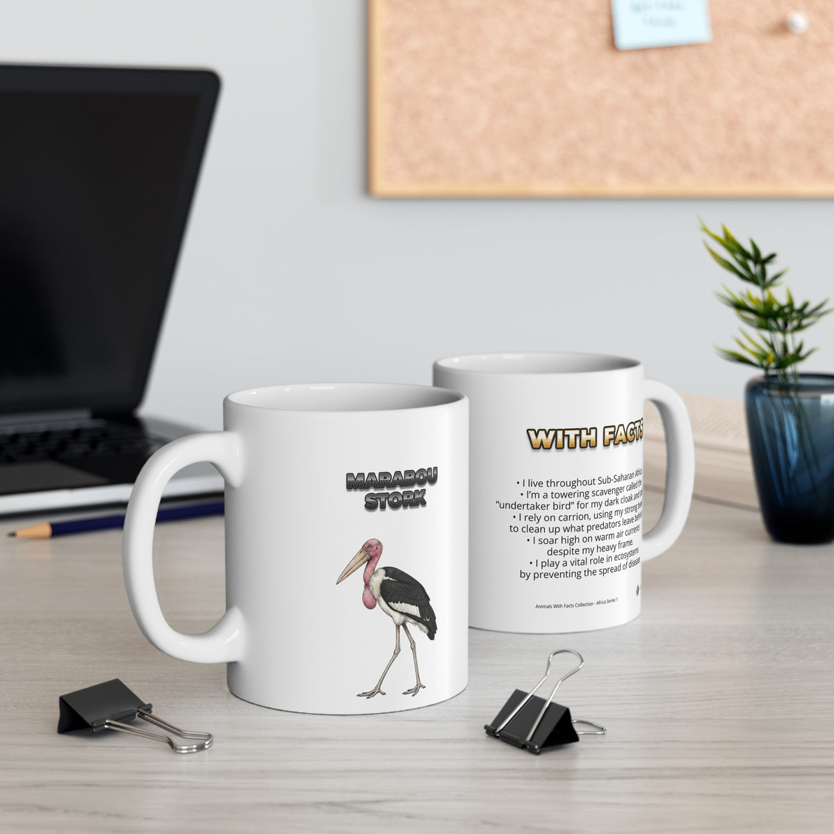 Marabou Stork Coffee Mug – 11oz Ceramic Mug for Animals With Facts Series 1 Gifts