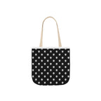 Halloween White Skulls Black Pattern Canvas Tote Bag