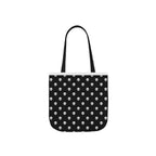 Halloween White Skulls Black Pattern Canvas Tote Bag
