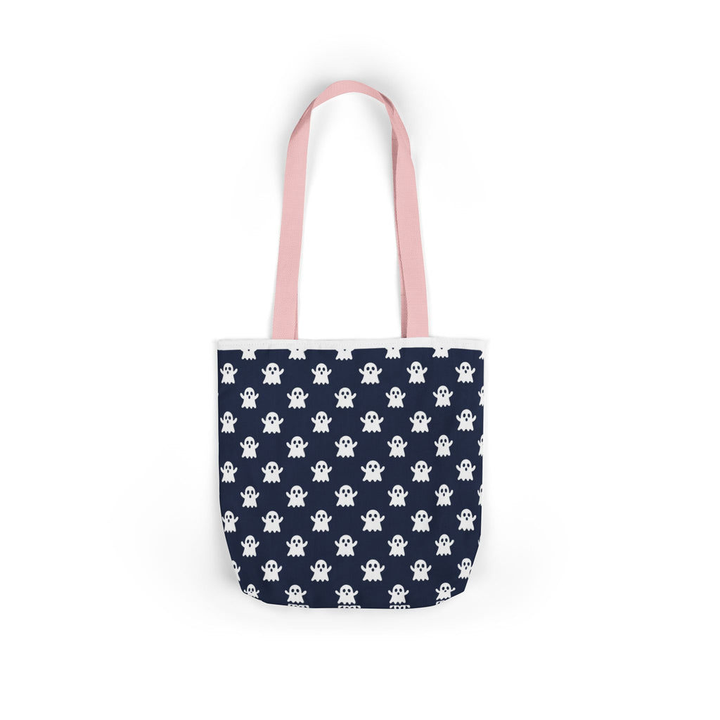 Halloween White Ghost Blue Pattern Canvas Tote Bag
