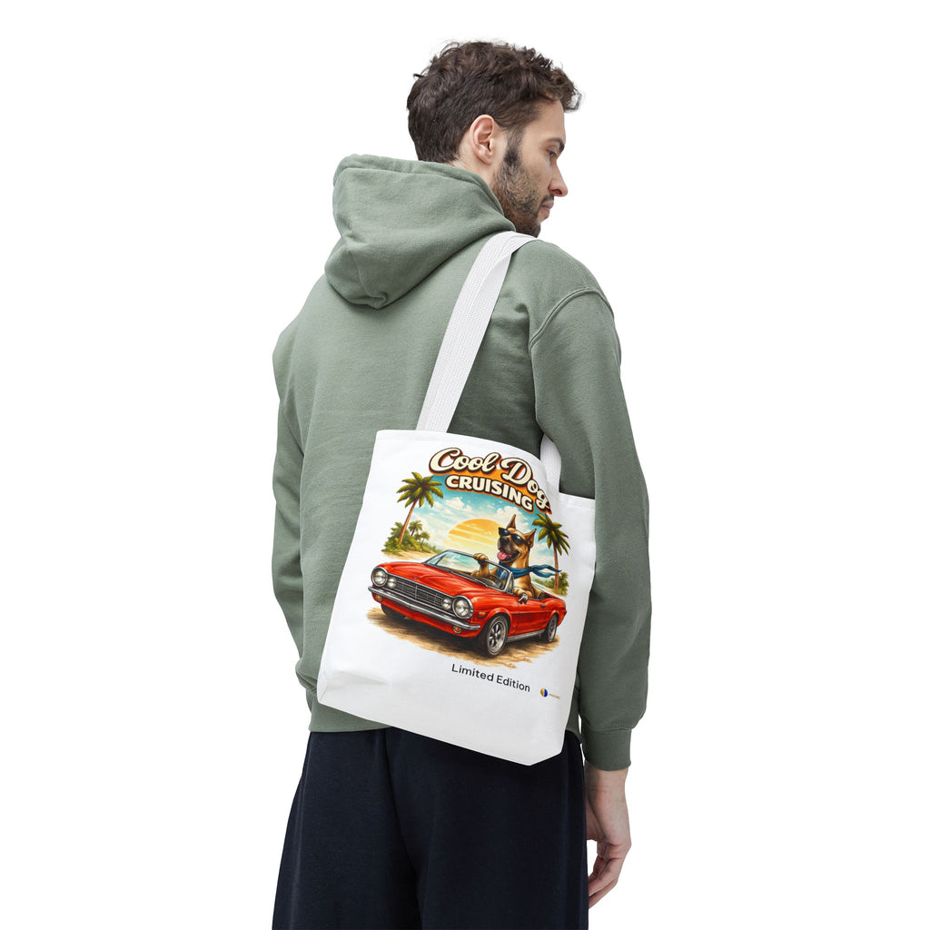 Cool Dog Cruising Tote Bag — Retro Convertible Beach Dog Beach Tote