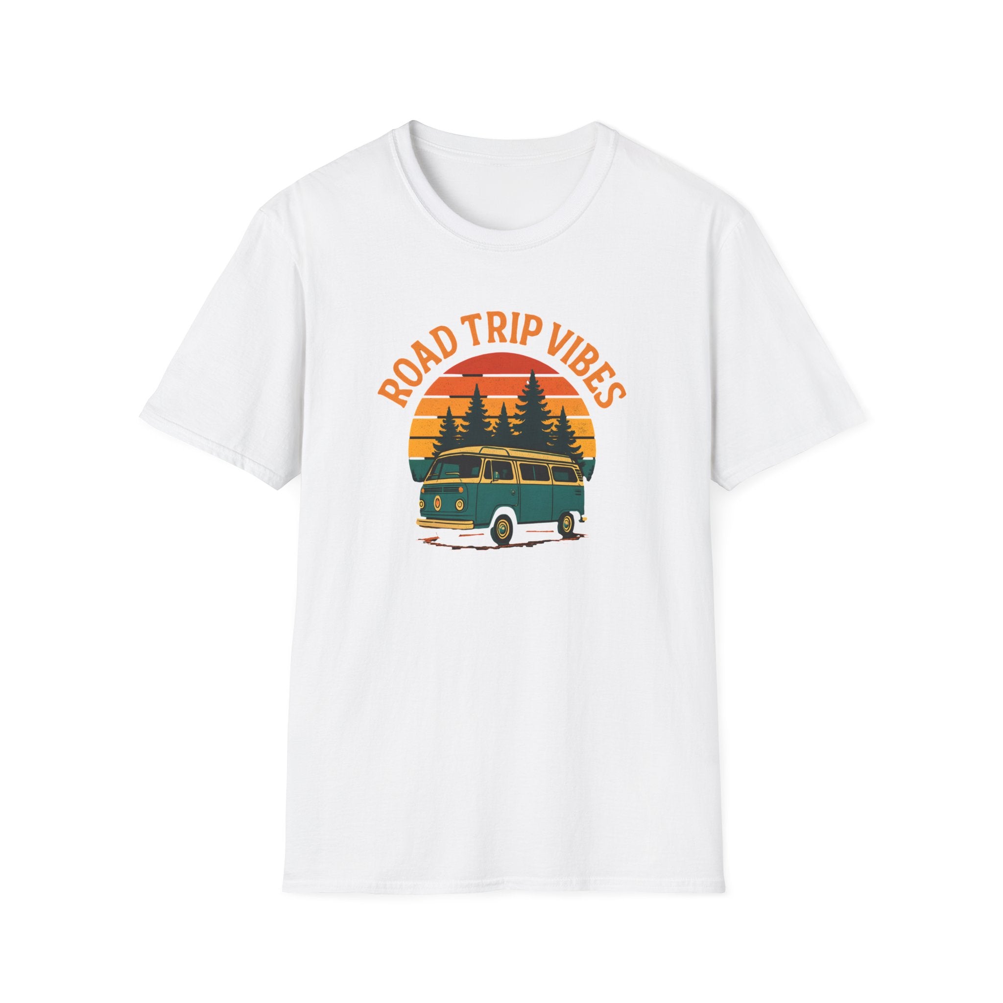 Road Trip Vibes T-Shirt — Retro Van Sunset Graphic