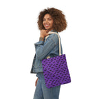 Halloween Purple Black Bat Pattern Canvas Tote Bag