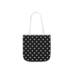 Halloween White Skulls Black Pattern Canvas Tote Bag