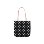 Halloween White Skulls Black Pattern Canvas Tote Bag