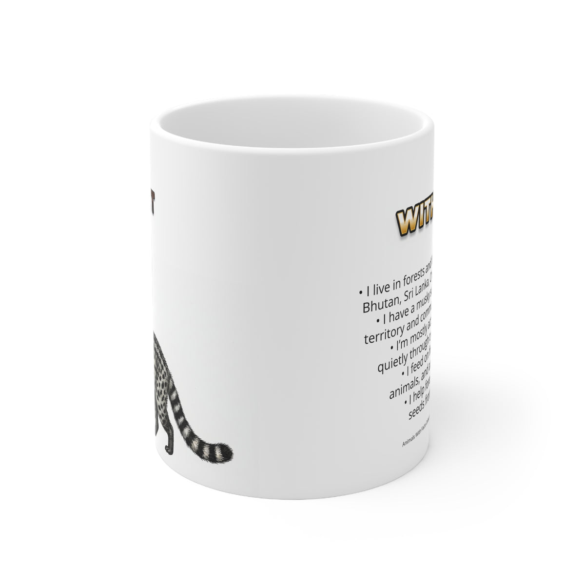 Civet Coffee Mug – 11oz Ceramic Mug for Animals With Facts Series 2 Gifts
