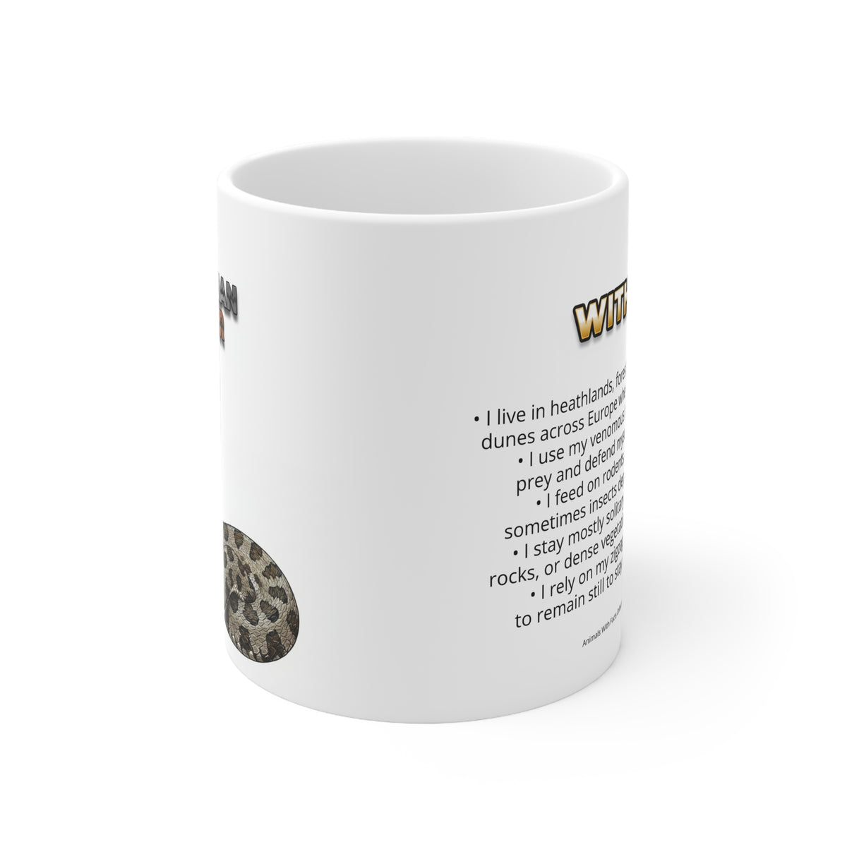 European Adder Coffee Mug – 11oz Ceramic Mug for Animals With Facts Series 3 Gifts