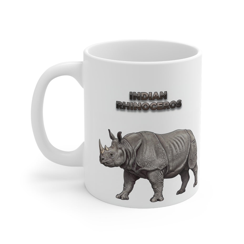 Indian Rhinoceros Coffee Mug – 11oz Ceramic Mug for Animals With Facts Series 2 Gifts