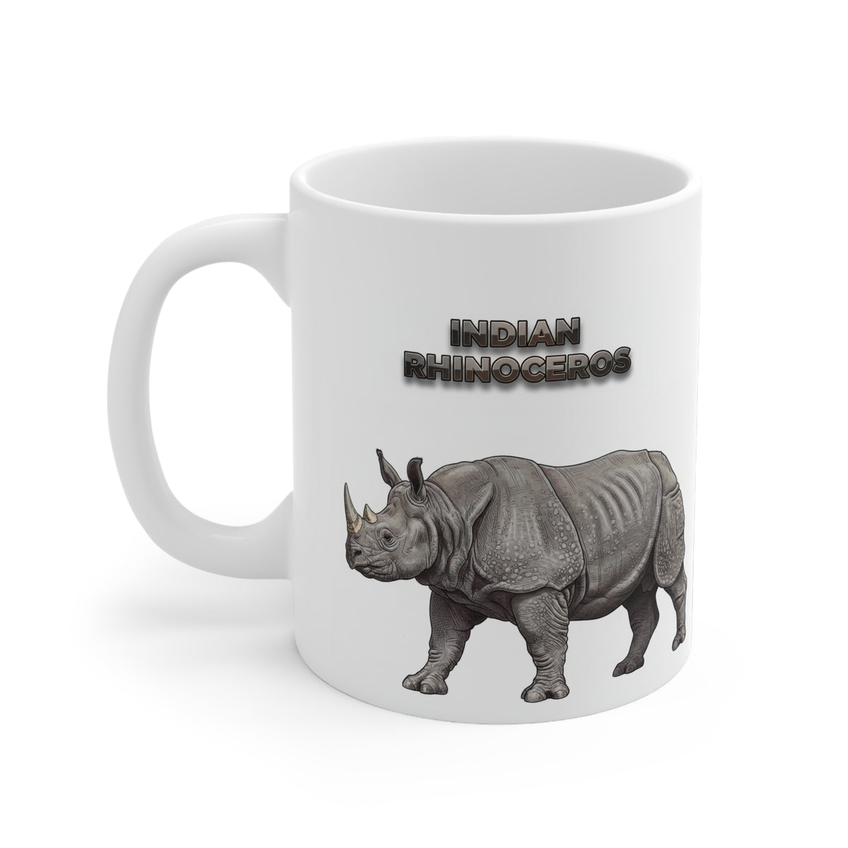 Indian Rhinoceros Coffee Mug – 11oz Ceramic Mug for Animals With Facts Series 2 Gifts
