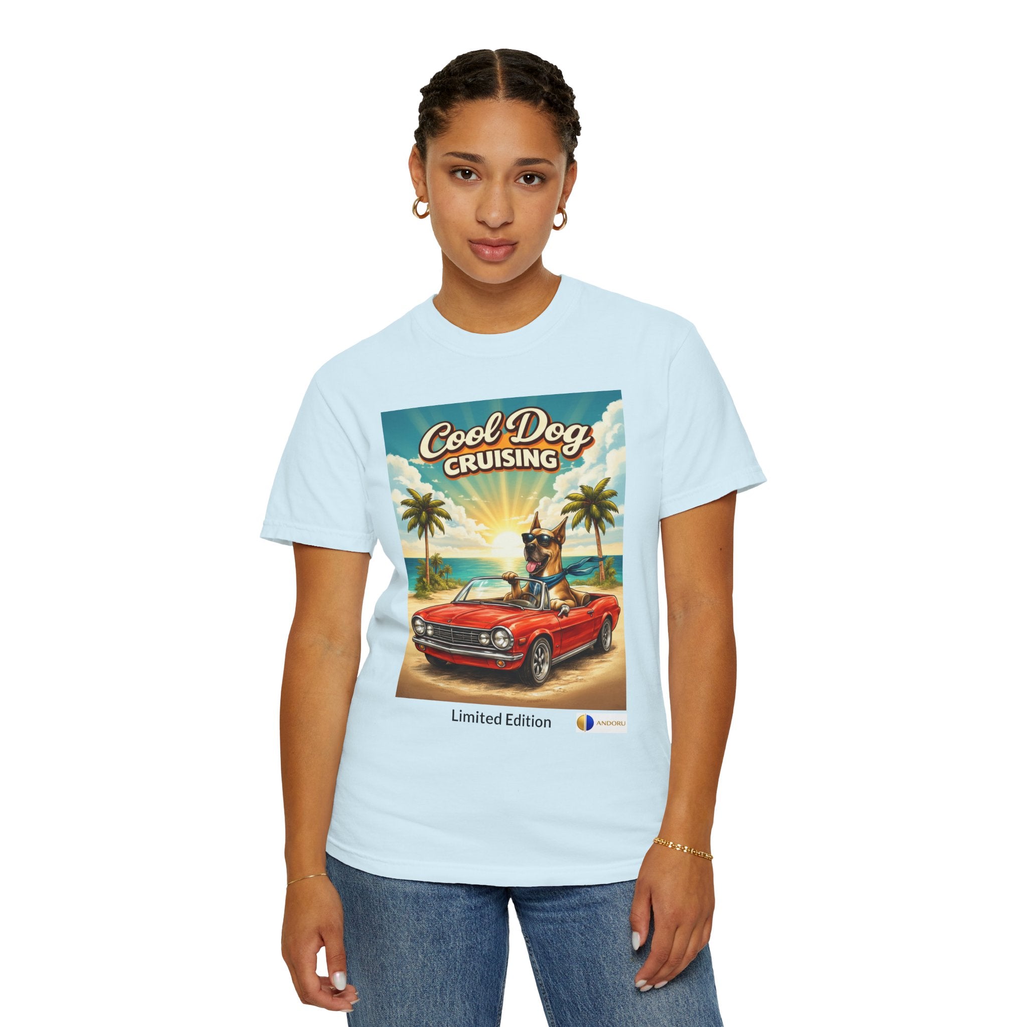 Cool Dog Cruising T-Shirt — Vintage Retro Beach Car Design Limited Edition