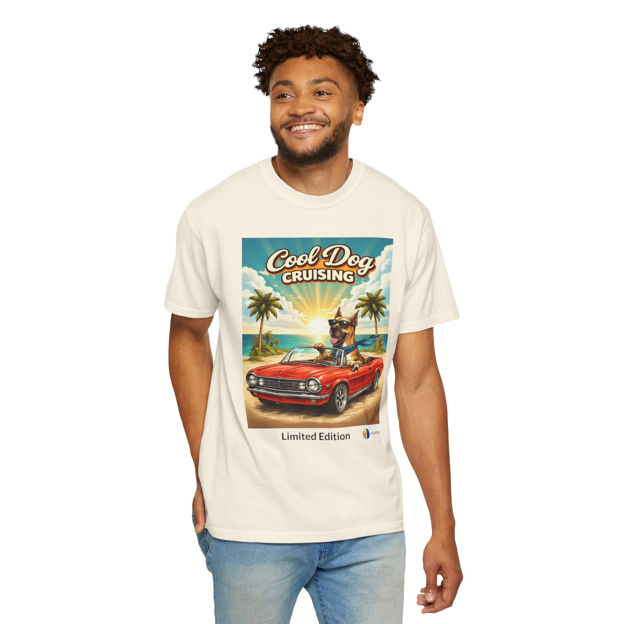 Cool Dog Cruising T-Shirt — Vintage Retro Beach Car Design Limited Edition