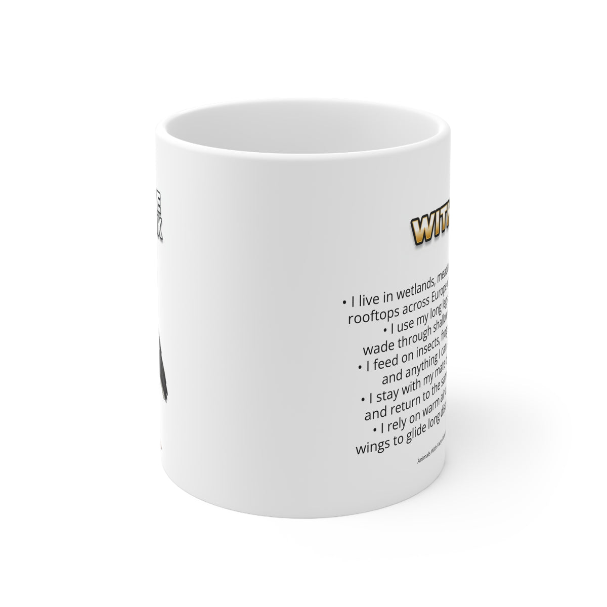 White Stork Coffee Mug – 11oz Ceramic Mug for Animals With Facts Series 3 Gifts