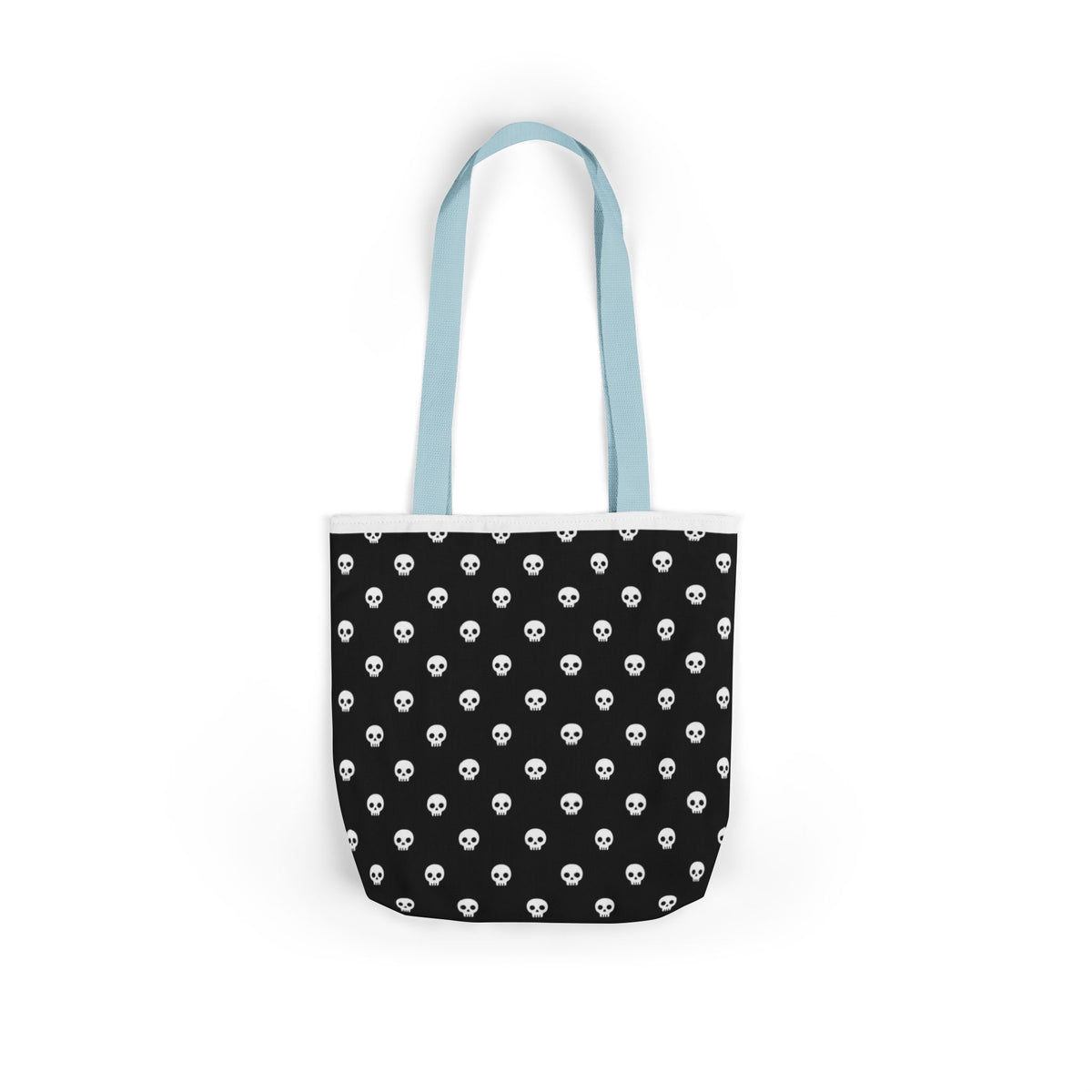 Halloween White Skulls Black Pattern Canvas Tote Bag