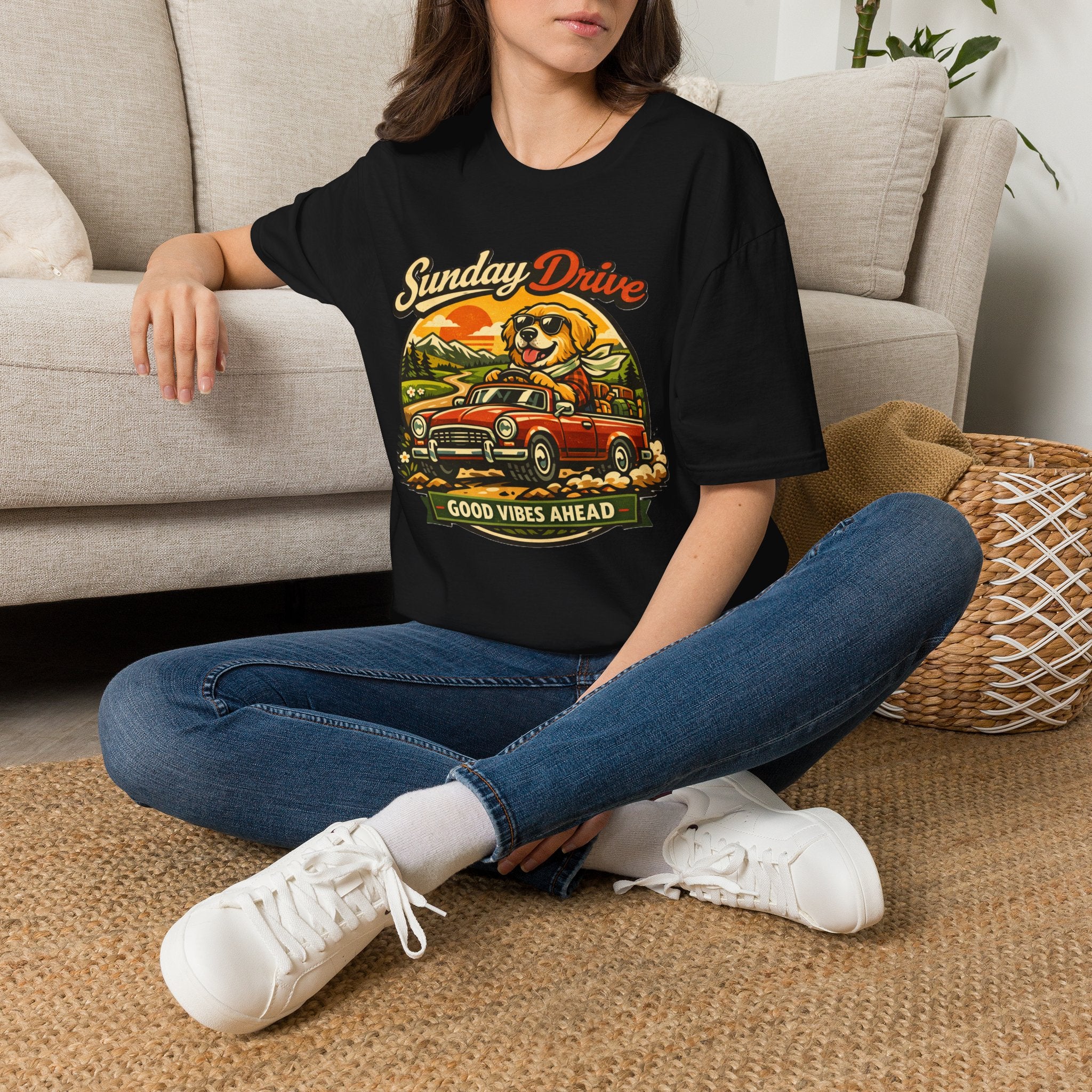 Sunday Drive Tee — Good Vibes Ahead Vintage Road Trip T-Shirt