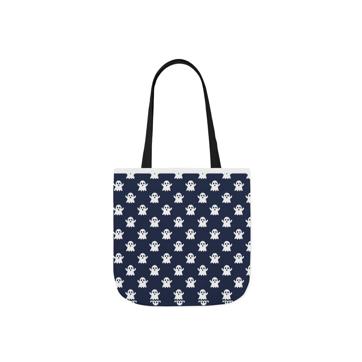 Halloween White Ghost Blue Pattern Canvas Tote Bag