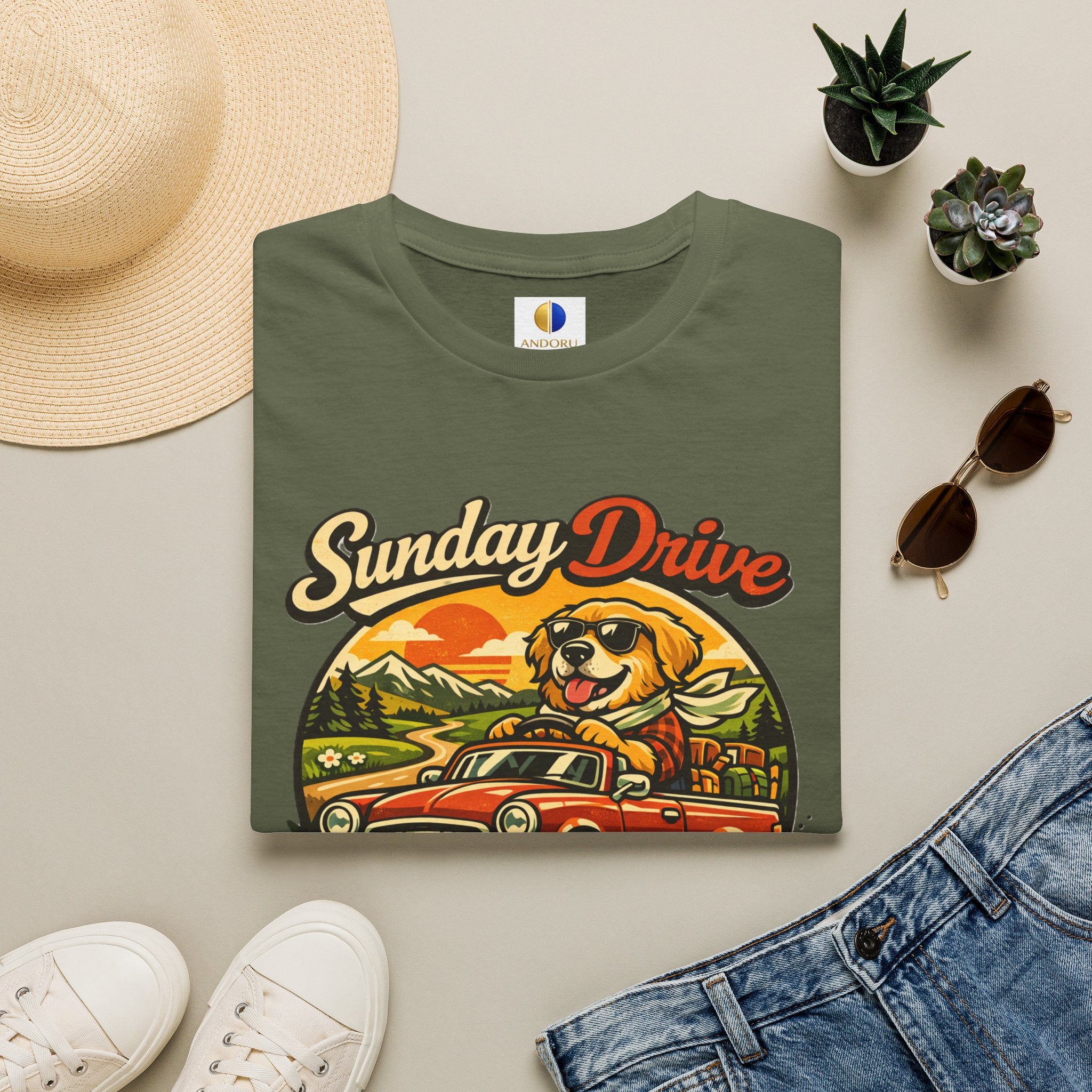 Sunday Drive Tee — Good Vibes Ahead Vintage Road Trip T-Shirt