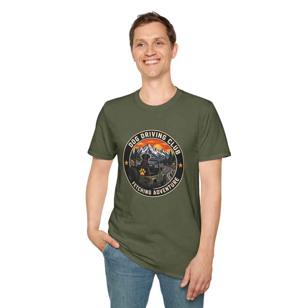 Official Dog Driving Club T‑Shirt — Pawprint Adventure Graphic Tee