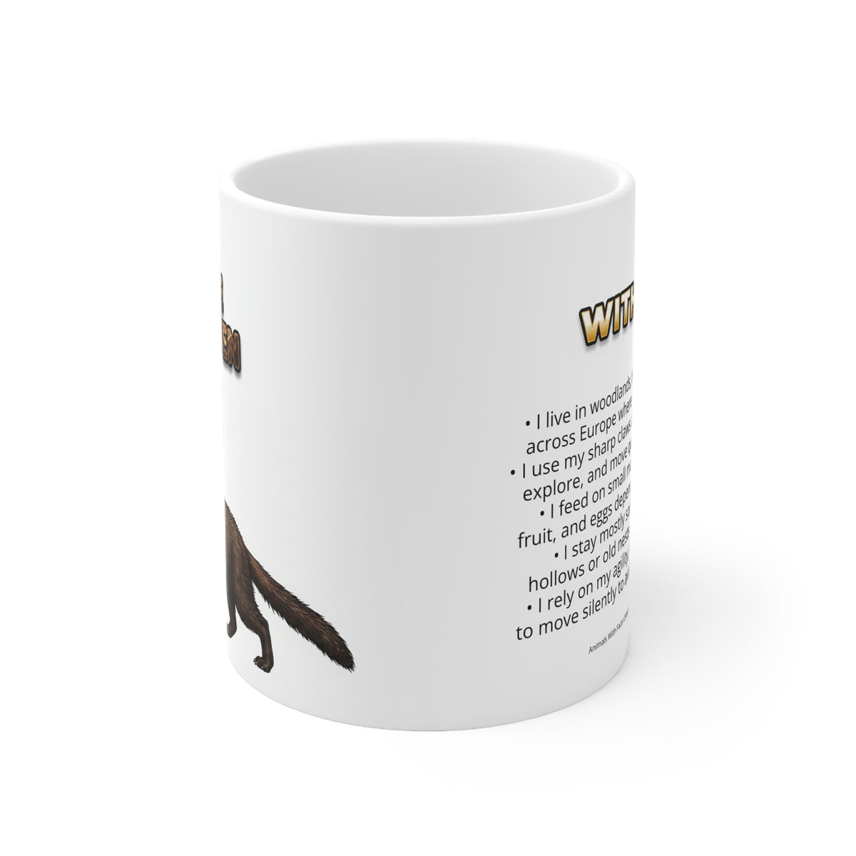 Pine Marten Coffee Mug – 11oz Ceramic Mug for Animals With Facts Series 3 Gifts