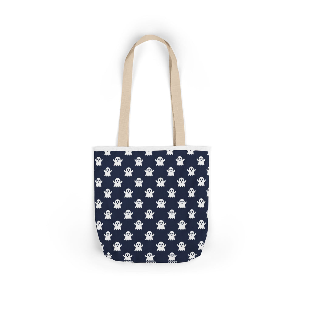 Halloween White Ghost Blue Pattern Canvas Tote Bag