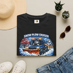 Snow Plow Cruiser T-Shirt — Husky Driving Plow Winter Tee