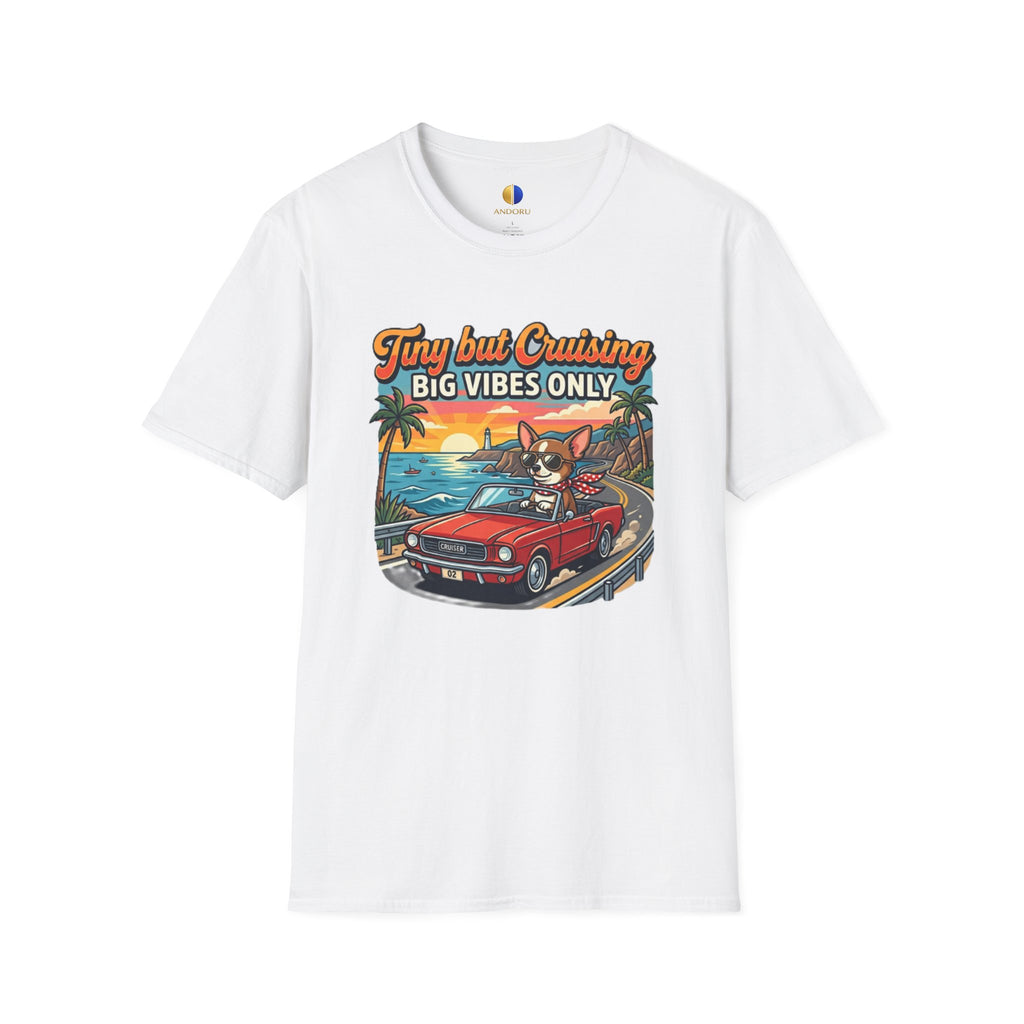 Big Vibes Only Beach Cruise T-Shirt — "Tiny but Cruising, Big Vibes Only" Retro Beach Dog Graphic