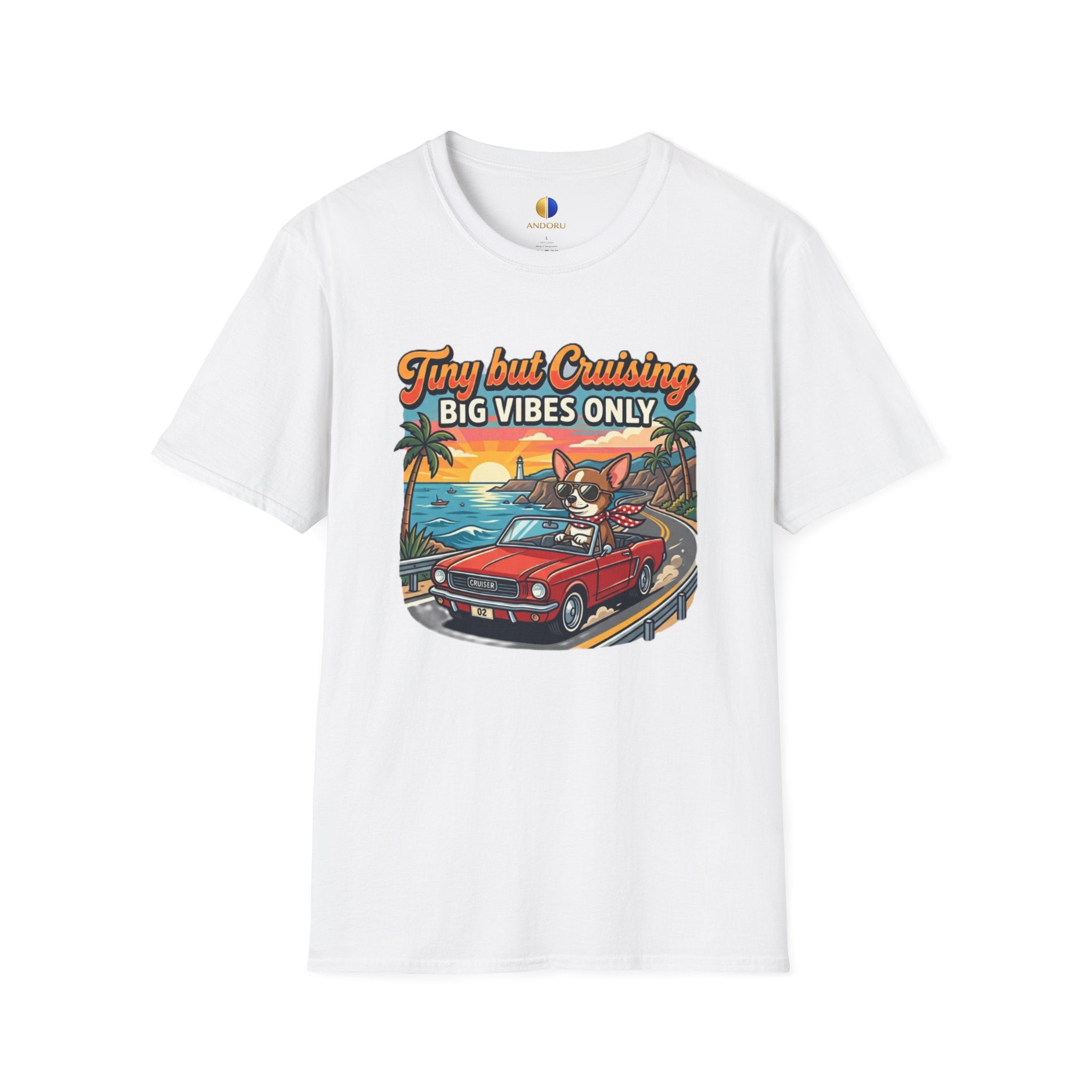 Big Vibes Only Beach Cruise T-Shirt — "Tiny but Cruising, Big Vibes Only" Retro Beach Dog Graphic