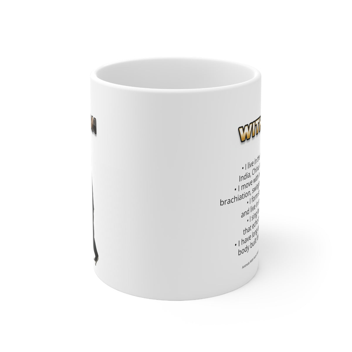 Gibbon Coffee Mug – 11oz Ceramic Mug for Animals With Facts Series 2 Gifts