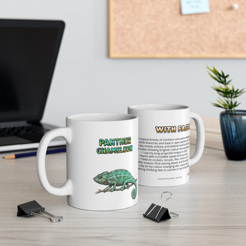 Panther Chameleon Coffee Mug – 11oz Ceramic Mug for Animals With Facts Series 1 Gifts