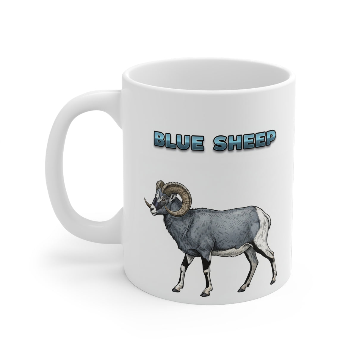 Blue Sheep Coffee Mug – 11oz Ceramic Mug for Animals With Facts Series 2 Gifts