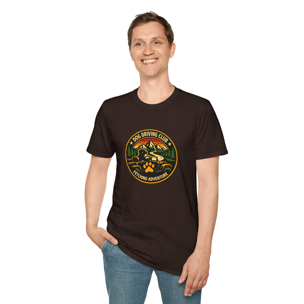 Official Dog Driving Club T‑Shirt — Pawprint Adventure Graphic Tee