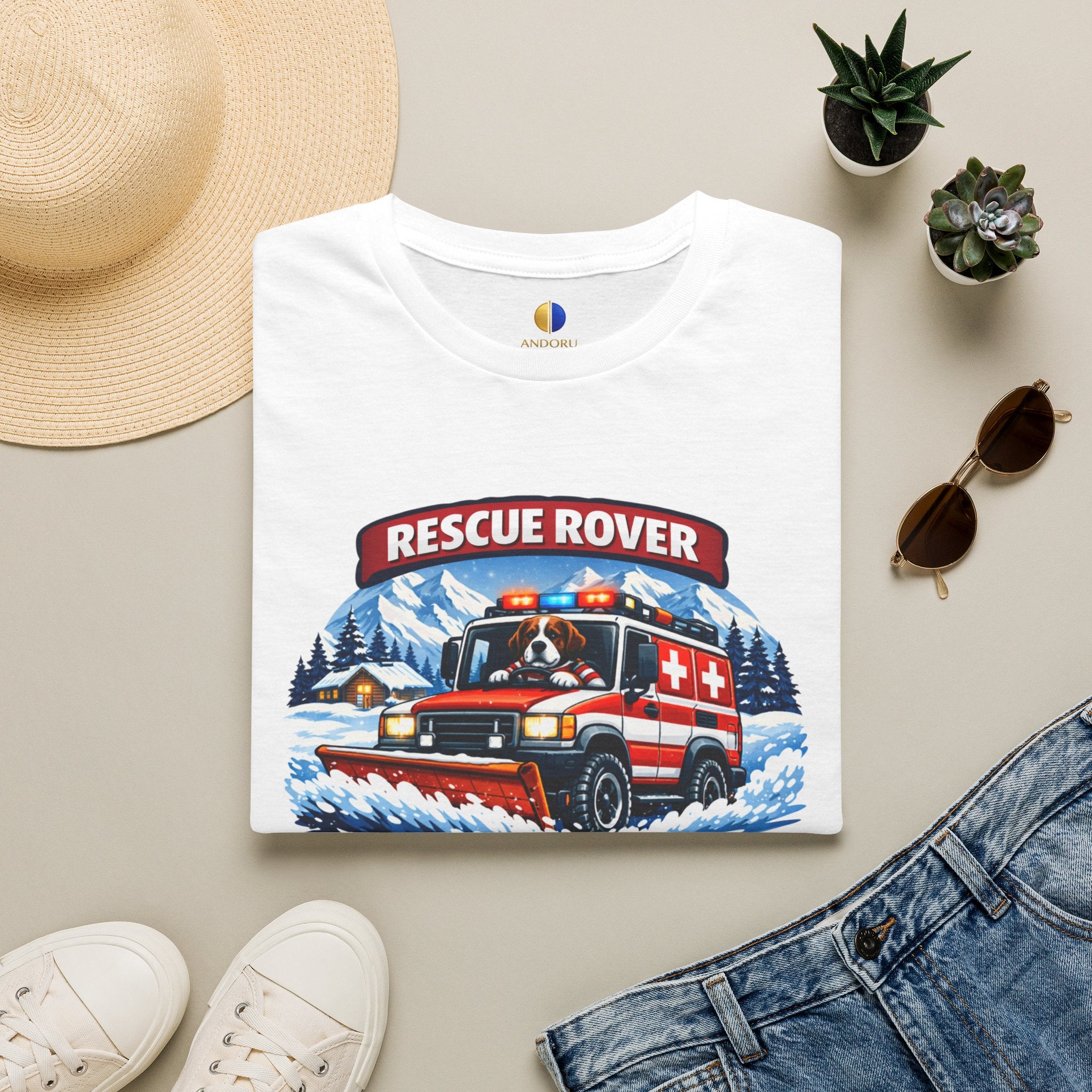 Rescue Rover T-Shirt — St. Bernard Mountain Rescue Truck Design