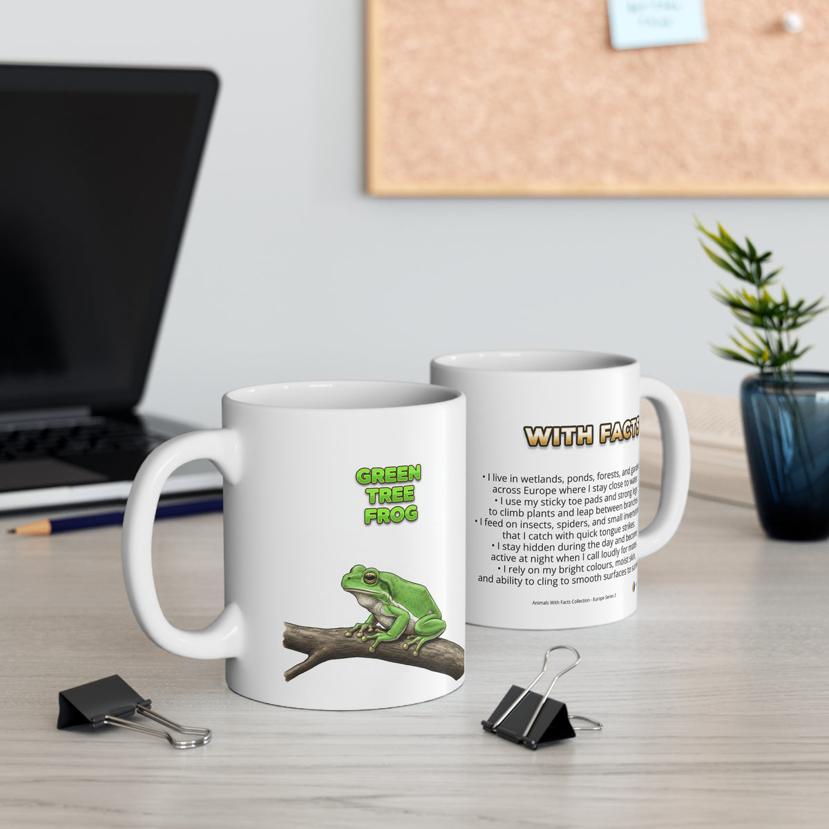 Green Tree Frog Coffee Mug – 11oz Ceramic Mug for Animals With Facts Series 3 Gifts