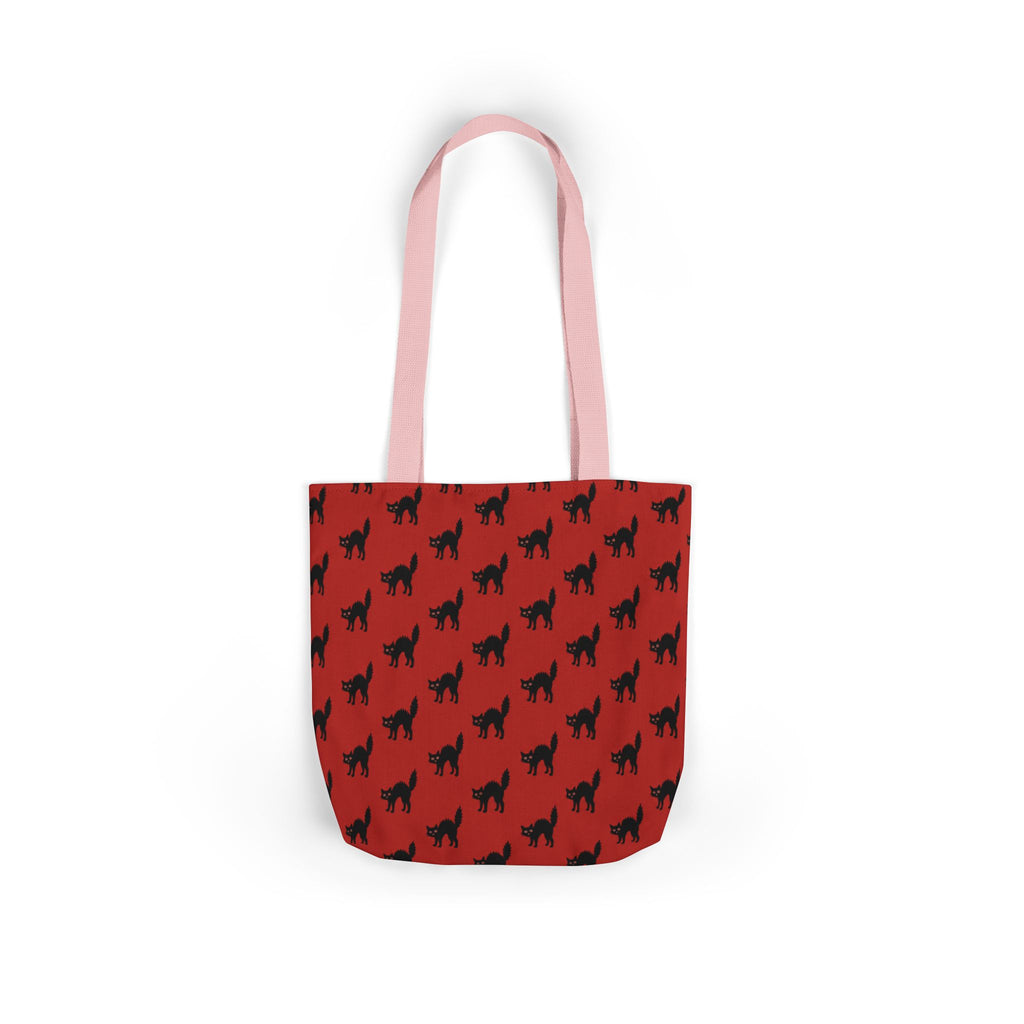 Halloween Spooky Black Cat Red Pattern Canvas Tote Bag