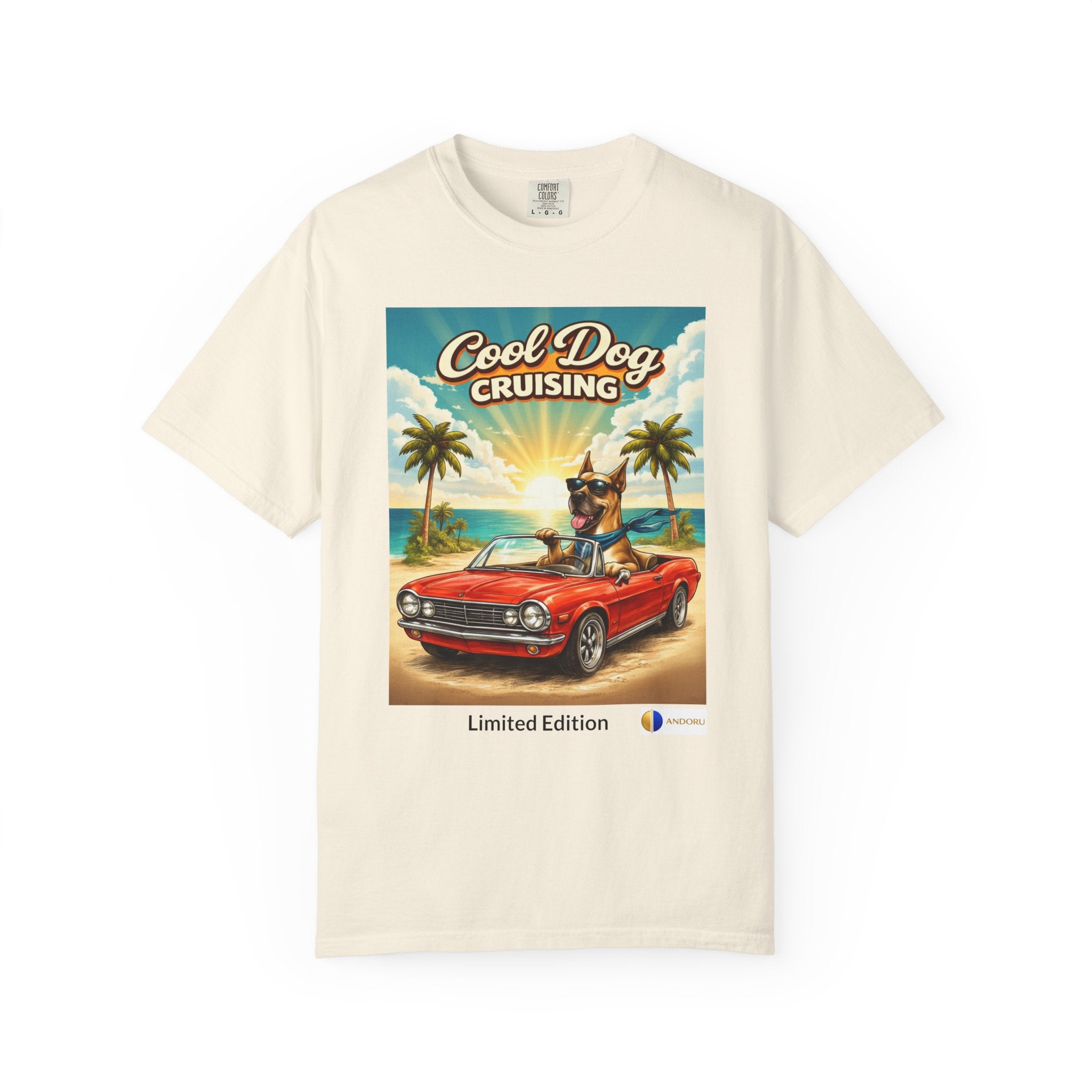 Cool Dog Cruising T-Shirt — Vintage Retro Beach Car Design Limited Edition