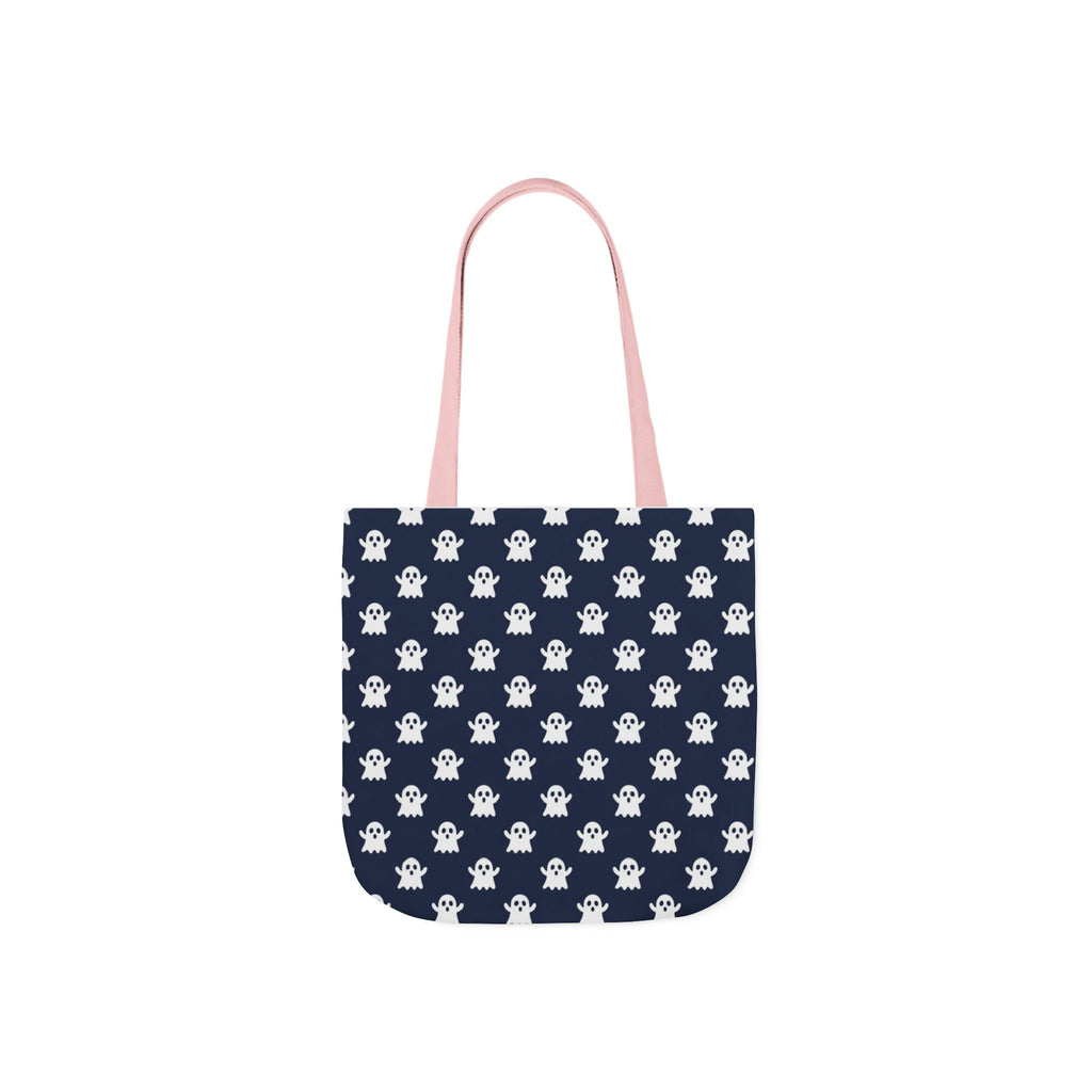 Halloween White Ghost Blue Pattern Canvas Tote Bag