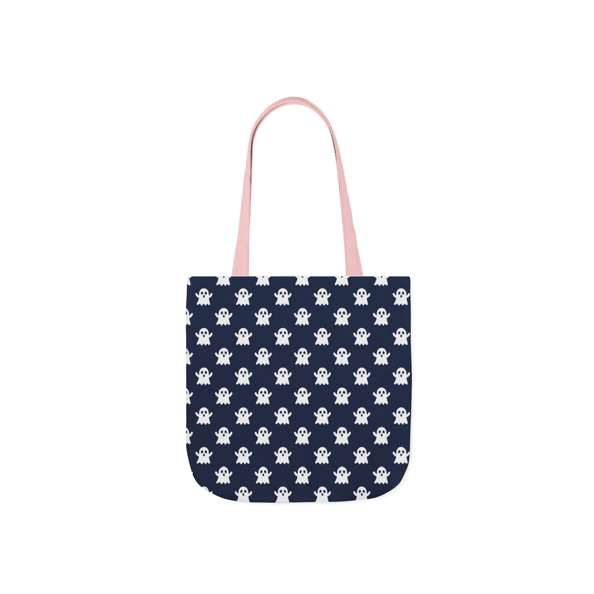 Halloween White Ghost Blue Pattern Canvas Tote Bag