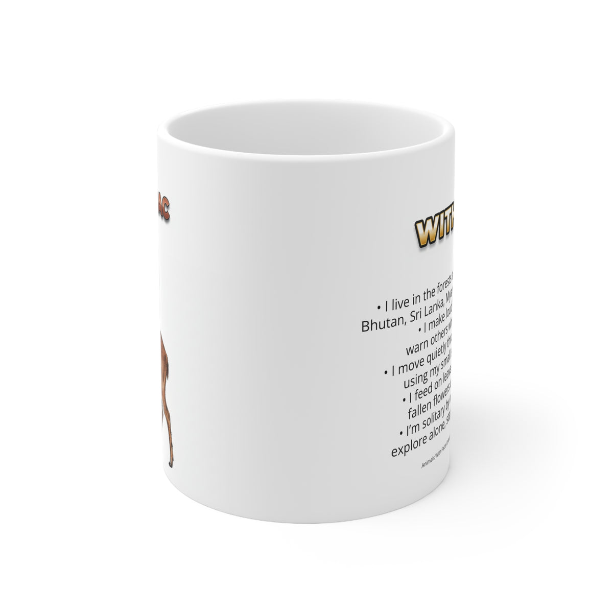 Muntjac Coffee Mug – 11oz Ceramic Mug for Animals With Facts Series 2 Gifts