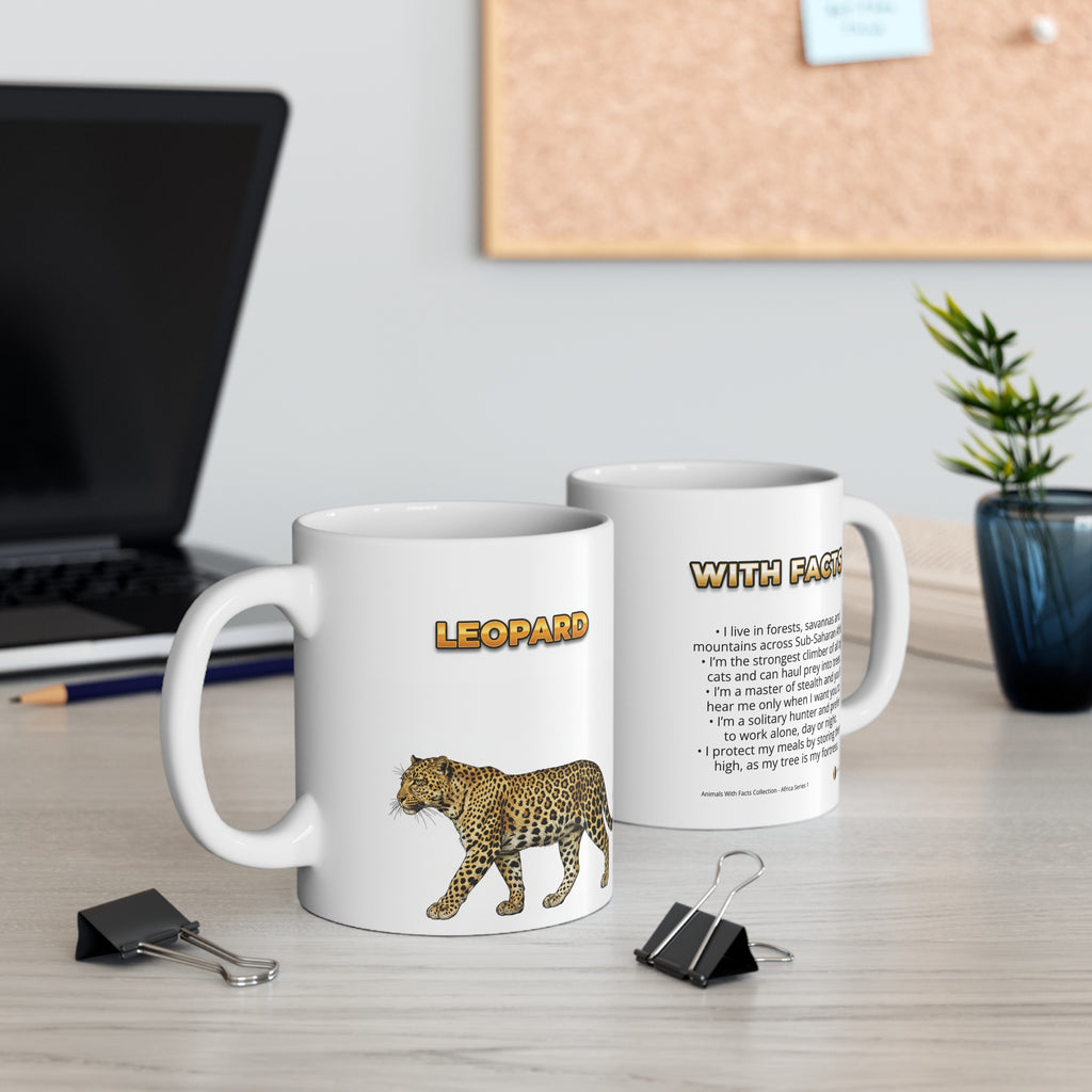 Leopard Coffee Mug – 11oz Ceramic Mug for Animals With Facts Series 1 Gifts