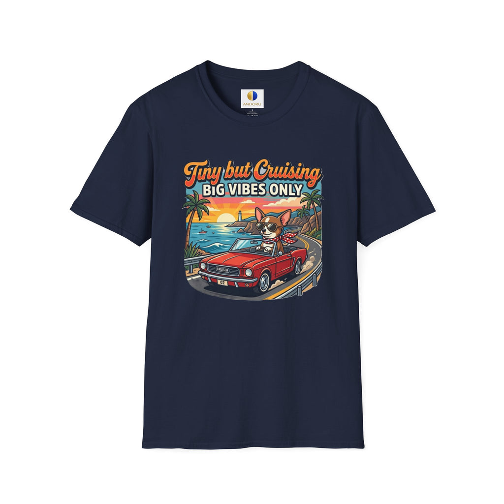 Big Vibes Only Beach Cruise T-Shirt — "Tiny but Cruising, Big Vibes Only" Retro Beach Dog Graphic