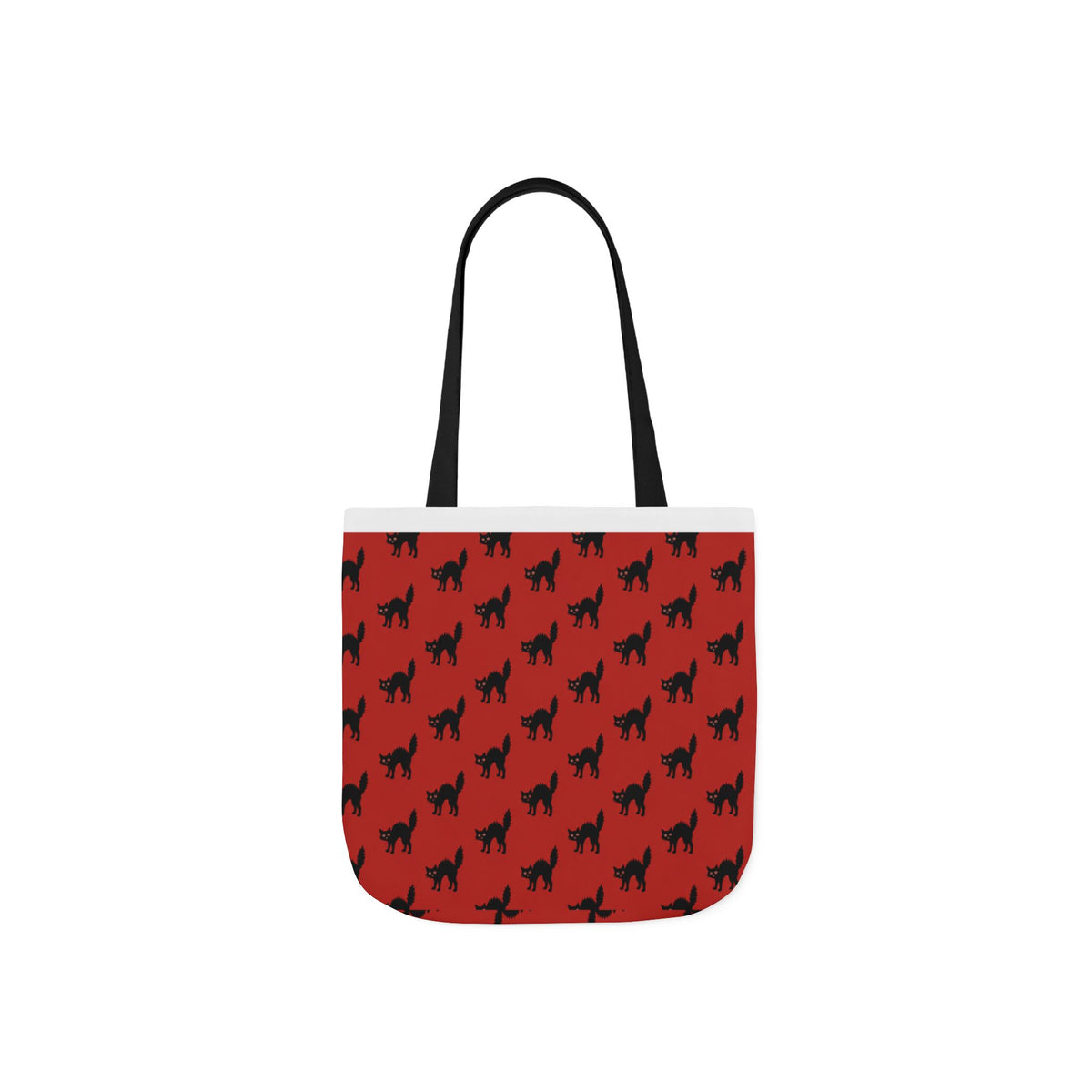 Halloween Spooky Black Cat Red Pattern Canvas Tote Bag