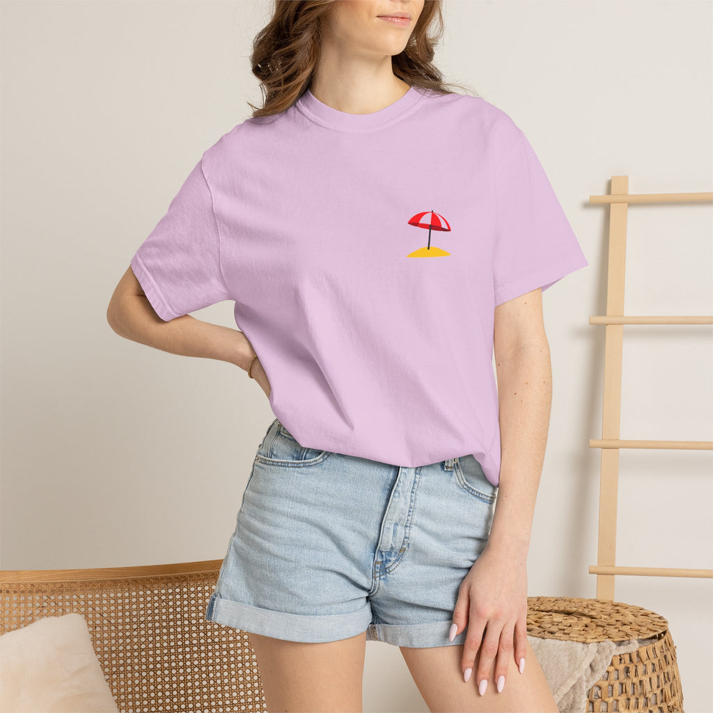 Beach Umbrella Pocket T-Shirt — Minimal Summer Graphic Tee