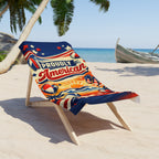 Proudly American Patriotic Beach Towel — 4th of July American Flag Design