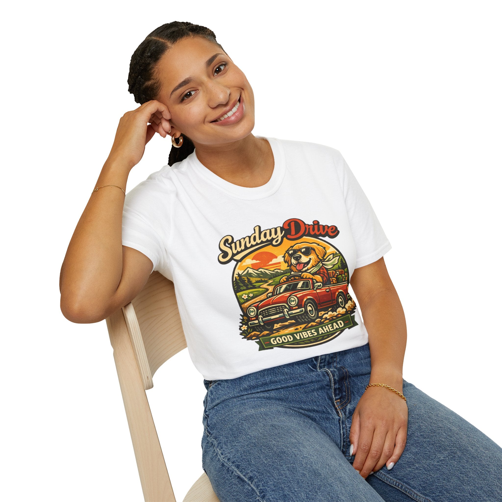 Sunday Drive Tee — Good Vibes Ahead Vintage Road Trip T-Shirt