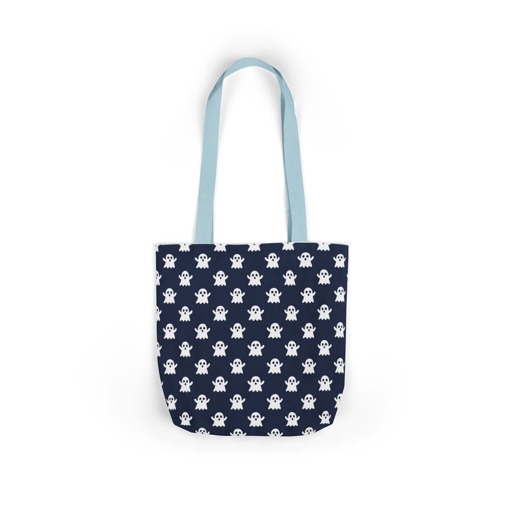 Halloween White Ghost Blue Pattern Canvas Tote Bag