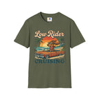 Low Rider Cruise Dog T-Shirt — Retro Palm Sunset Graphic Tee