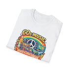 60s Music T-Shirt — Retro Peace & Love Vintage Radio Design