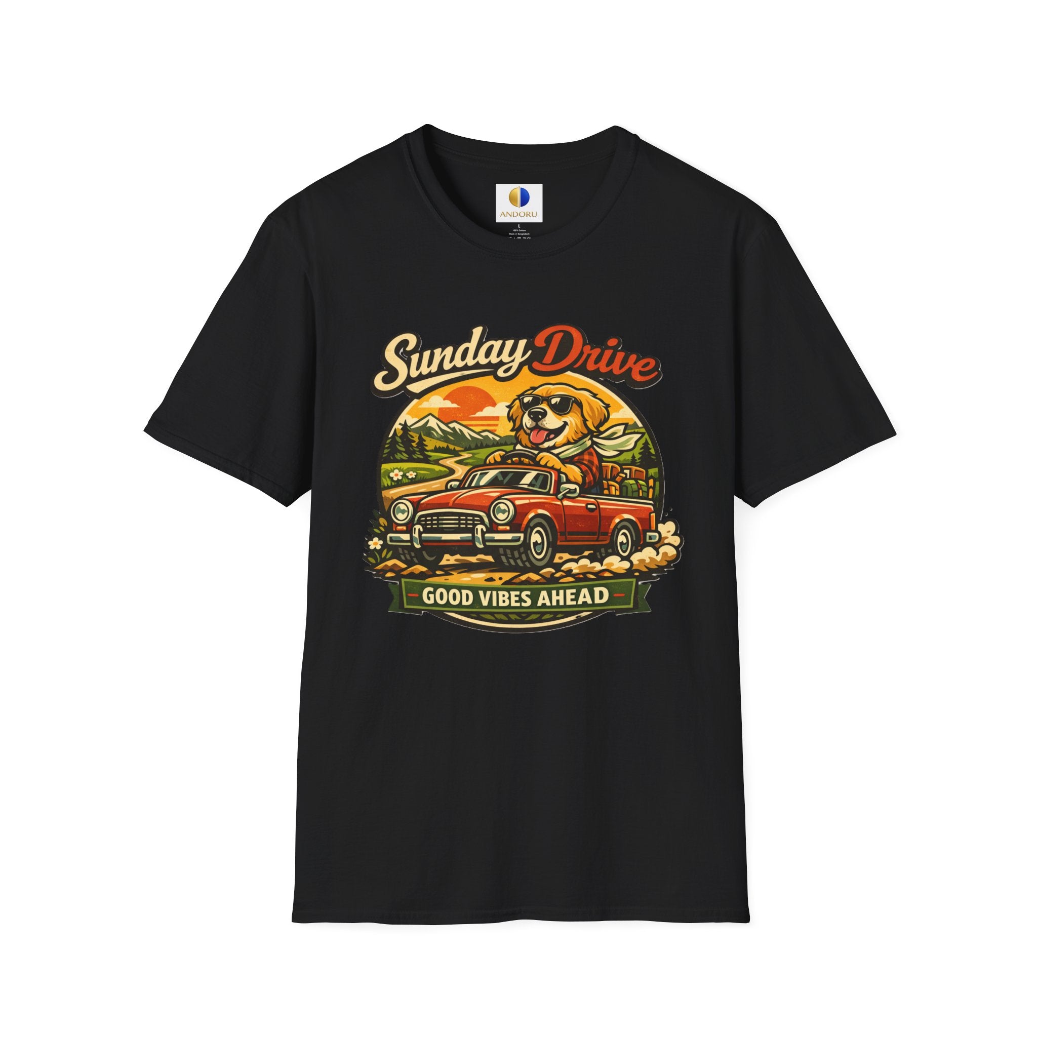 Sunday Drive Tee — Good Vibes Ahead Vintage Road Trip T-Shirt