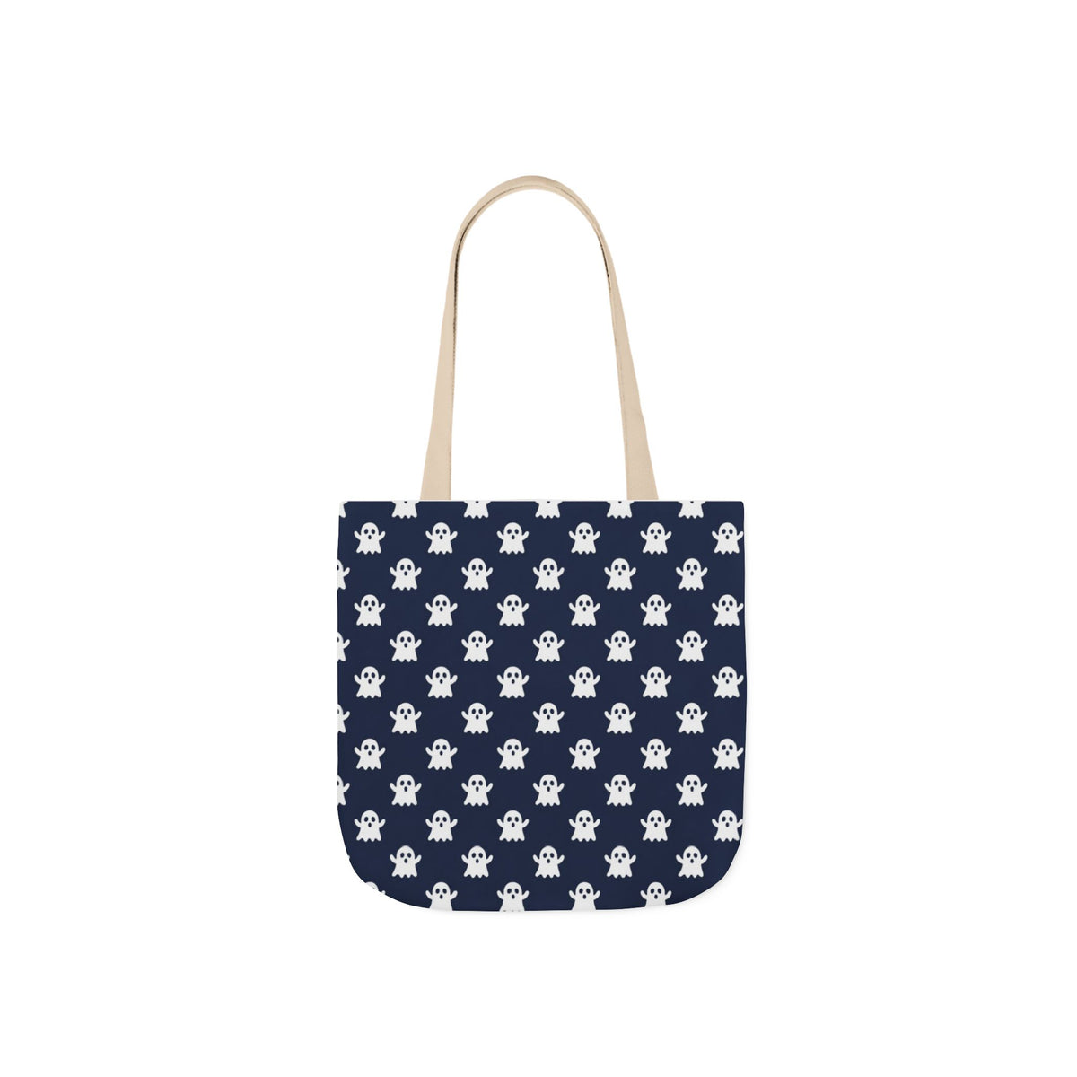 Halloween White Ghost Blue Pattern Canvas Tote Bag
